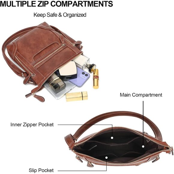 Women Crossbody Bag Leather Small Cross Body Purses Designer Handbags - Picture 3 of 7